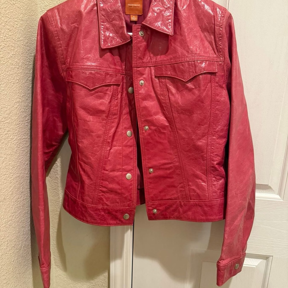 Pink Leather Jacket Y2K - by Anonymous John Carlisle